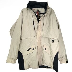 StormTech Men's Beige Black Jacket Coat Large Pockets Zipper Mesh Windbreaker